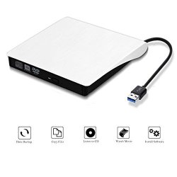 USB 3.0 Slim External DVD Burner writer Cd Drive For Laptops And Desktops Windows 10 Compatible White