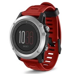 Ecosin Soft Silicone Strap Replacement Hollow Watch Band With Tools For Garmin Fenix 3 Hr Red