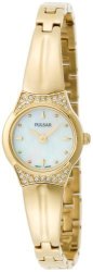 Pulsar Women's PTA382 Crystal Mother Of Pearl Gold-tone Watch