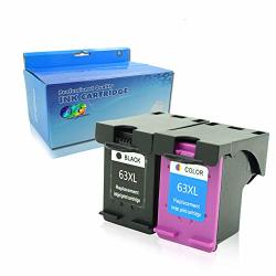 Tyjtyrjty 2 Pack Black Tri-color High Yield Remanufactured Ink Cartridge For HP63XL Hp 63XL Hp 63 XL For Hp Deskjet 1110 2130 3630 Envy 4520 5540 Officejet 3830 4650