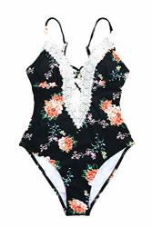 Cupshe Women's Flirty Floral Lace One Piece Swimsuit