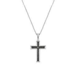 Icom Icon Stainless Steel Two-tone Puzzle Design Mens Prayer Cross Pendant