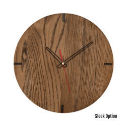 Mika Wall Clock In Oak - 250MM Dia Black Sleek Red Second Hand