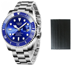 Quality Elegant Metal Sport Watch Blue With Credit Card Holder