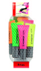 Neon Highlighters 8 Pack 2 Each Yellow Green Orange Pink
