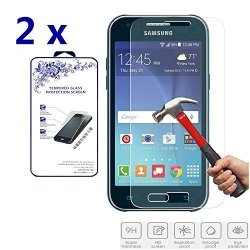 2X For Samsung Galaxy J1 2015 Version Tempered Glass Screen Protector Nacodex HD Tempered Glass Screen Protector Film Guard Shield 0.3MM 2.5D 2 Pack