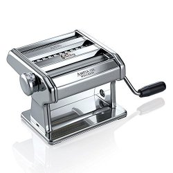 Marcato 8356 Atlas Ampia Pasta Machine Made In Italy Chrome Plated Steel Silver Includes Pasta Cutter Hand Crank & Instructions