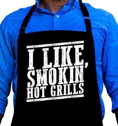 BBQ Grill Apron - I Like Smokin' Hot Grills - Funny Apron For Dad - 1 Size Fits All Chef Apron High Quality Poly cotton