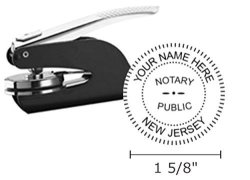 New Jersey Notary Seal Embosser Pocket hand Model 1-5 8" Impression Black