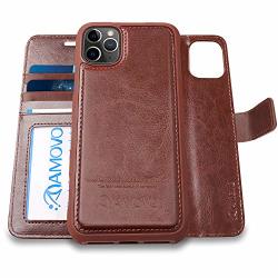 Amovo Case For Iphone 11 Pro 5.8" 2 In 1 Iphone 11 Pro Wallet Case Detachable Vegan Leather Hand Strap Stand Feature Iphone 11