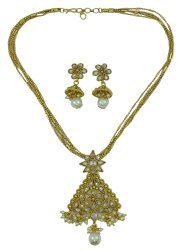 Beautiful Gold Tone Ethnic Indian Women Designer 2PC Necklace Earring Set Jewelry IMOJ-BNS46A