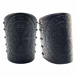 Viking Yggdrasil World Tree Embossed Pu Leather Bracers Medieval Buckle Arm  Guards For Larp Halloween