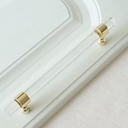 Lbfeel 10" Acrylic Cabinet Pulls Clear Glass Look Lucite Drawer Knob Pull Dresser Handles Gold 256MM