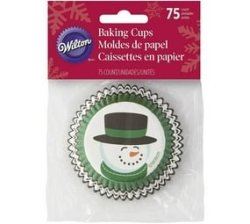 Wilton 75PC Snowman Green Christmas Standard Paper Cupcake Liners Baking Cups