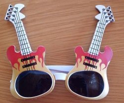 Guitar Sunglasses- Combination Of White Red & Gold