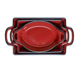 Homepro - 3PC Fluted Bakeware Set - Red