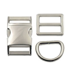 One Set Buckles Hook Clip 1" 25MM D Dee Ring Side Release Adjustor Triglides Dog Collar