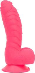 Pure Love 7 Inch Silicone Dildo With Suction Cup Ribbed Neon Pink Dong Adult Sex Toy Fantasy Non-realistic Dildo