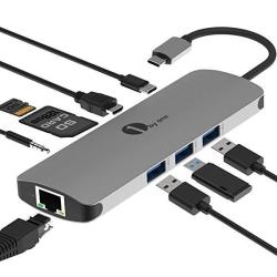 1BYONE USB C Hub 9 In 1 Aluminum Multiport Adapter With Usb-c Charging Port Of Mic audio 3 USB 3.0 Ports HDMI Sd Micro Sd