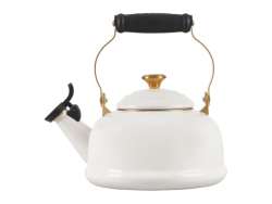 Le Creuset Whistling Stovetop Kettle With Gold Knob 1.6L White