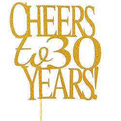 Chien Min666 Cheers To 30 Years Cake Topper Gold Glitter Hello 30