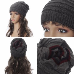Mens Womens Knit Winter Skull Ski Crochet Beanie Neck Warmer Hat