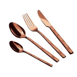 24 Piece Stainless Steel Mirror Finish Cutlery Set - Rose Gold
