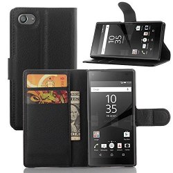 Z5 Compact Case Zeeeda Pu Leather Wallet Flip Case Cover For Sony Xperia Z5 Compact Black