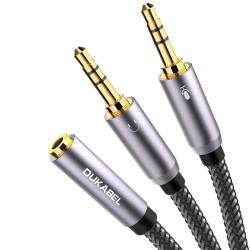 DuKabel Headset Splitter Cable Gold-plated & Strong Braided Y Splitter Audio Cable Separate Microphone Headphone Port Gaming Headset Splitter PC Earphone Ada