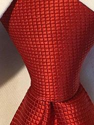 Intrepid Executive Wardrobe Accessory 100% Solid Crimson Red Silk Jacquard Woven 3.4" Classic Handmade Men's Necktie Tie