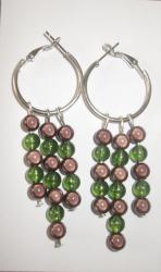 Exclusive Hand Crafted Jewelry - Green & Brown Bead Hoop Ear Rings