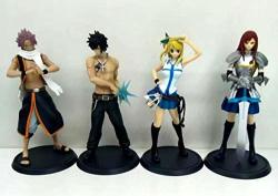 Allegro Huyer 4PCS LOT 13CM Japanese Anime Figure Fairy Tails Natsu erza Scarlet gray Fullbuster Action Figure Set Collectible Model Toys