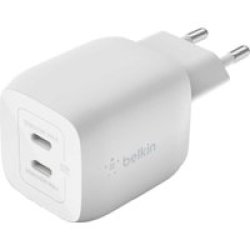 Belkin Dual 45W Usb-c Pd Gan Fast Charger With Pps White