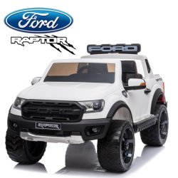 Demo New White Ford Raptor - 2 Seater Kids Electric Ride On Car Rubber Tyres