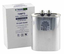 70 Mfd Capacitor Industrial Grade Replacement For Central Air-conditioners Heat Pumps Motors Compressors Pool Pumps Etc. Oval Multi-purpose 370 440 Volt - By Trade Pro