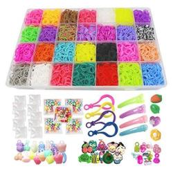 Kit Loom Rubber Bands Refills Set For Kids Bracelet Loom Craft 10000PCS In 28 Different Colors 10 Packs S Clips 4 Packs Colorful Beads