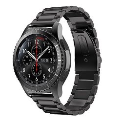 GBSELL For Samsung Gear S3 Frontier Stainless Steel Watch Band Strap Metal Clasp Black