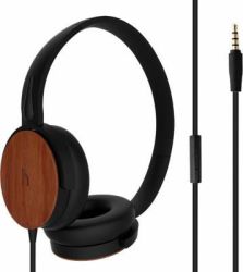 Headphone With MIC - Black + Wood