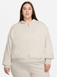 Nike Women&apos S Chill Terry Loose Full-zip French Terry Natural Hoodie Plus Size