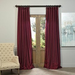 Half Price Drapes PDCH-KBS5-84 Vintage Textured Faux Dupioni Silk Curtain 50 X 84 Red