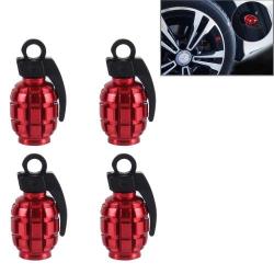 4 Pcs Universal Grenade Shaped Car Tire Valve Caps Red