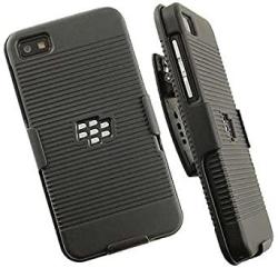 Blackberry Z10 Case Belt Clip Nakedcellphone's Black Ribbed Hard Case Cover + Belt Clip Holster Stand For Blackberry Z10 Phone Aka London Surfboard STL100-4