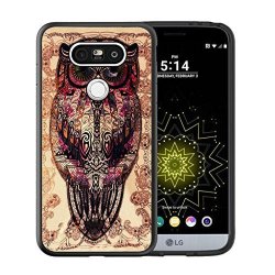 LG G5 Case Customized Black Soft Rubber Tpu Case For LG G5 Case Black Owl With Green Eyes