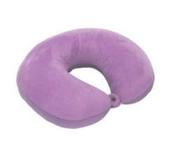 Plush Travel Neck Pillow With Fastener - Purple