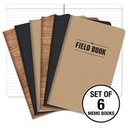 Field Notebook - 5X8 - Combo Colors - Lined Memo Book - Pack Of 6