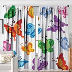 Guuvor Butterfly Heat Insulation Curtain Colorful Butterfly Collection Print Cute Ornate Winged Animal Love Graphic Print For Living Room Or Bedroom W120 X L72