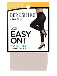 Berkshire Women's Plus Size The Easy On Footless Max Coverage Tights Stone Queen Petite