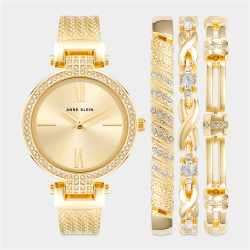 Anne Klein Gold Plated Bracelet Bangle & Watch Set