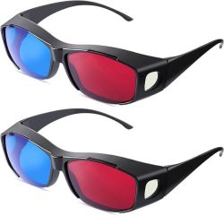 2 Pack 3D Glasses Movie Game Glasses 3D Red Blue Glasses For 3D Movies