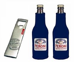 Peroni Nastro Azzurro 12OZ Beer Bottle Suit Kaddy Coolie Huggie Zip-up Cooler 2 + Signature Bottle Opener